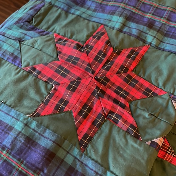 Quilted Red, Green, Blue, White 100% Polyester Table Runner - Picture 11 of 11